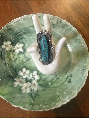 Turquoise Sterling Statement Ring - Blue-Green tone